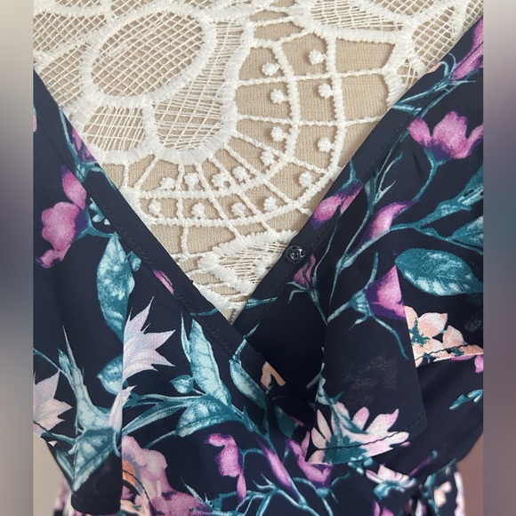 SOCIALITE - Ruffle Trim Wrap Dress - Navy Purple Floral - Summer Dress - Picture 6 of 11